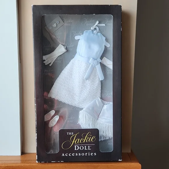 Jackie Doll Accessories White and Blue Dress - Picture 1 of 5